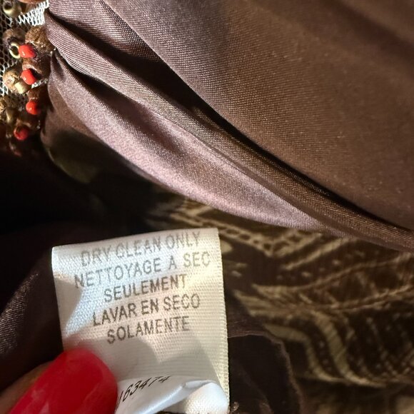 BCBGMAXAZRIA Vintage 100% Silk Beaded Halter Dress Cottagecore Boho Y2K - Picture 7 of 8